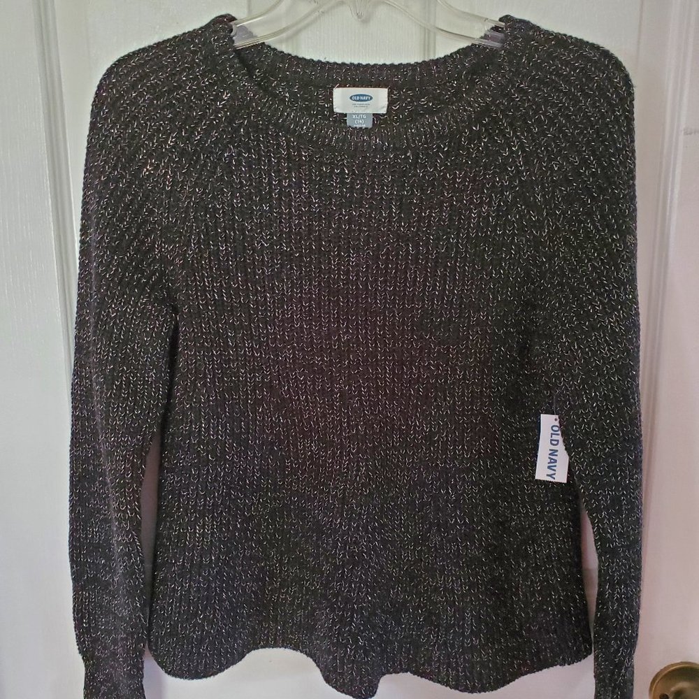 Black and gold cable knit sweater